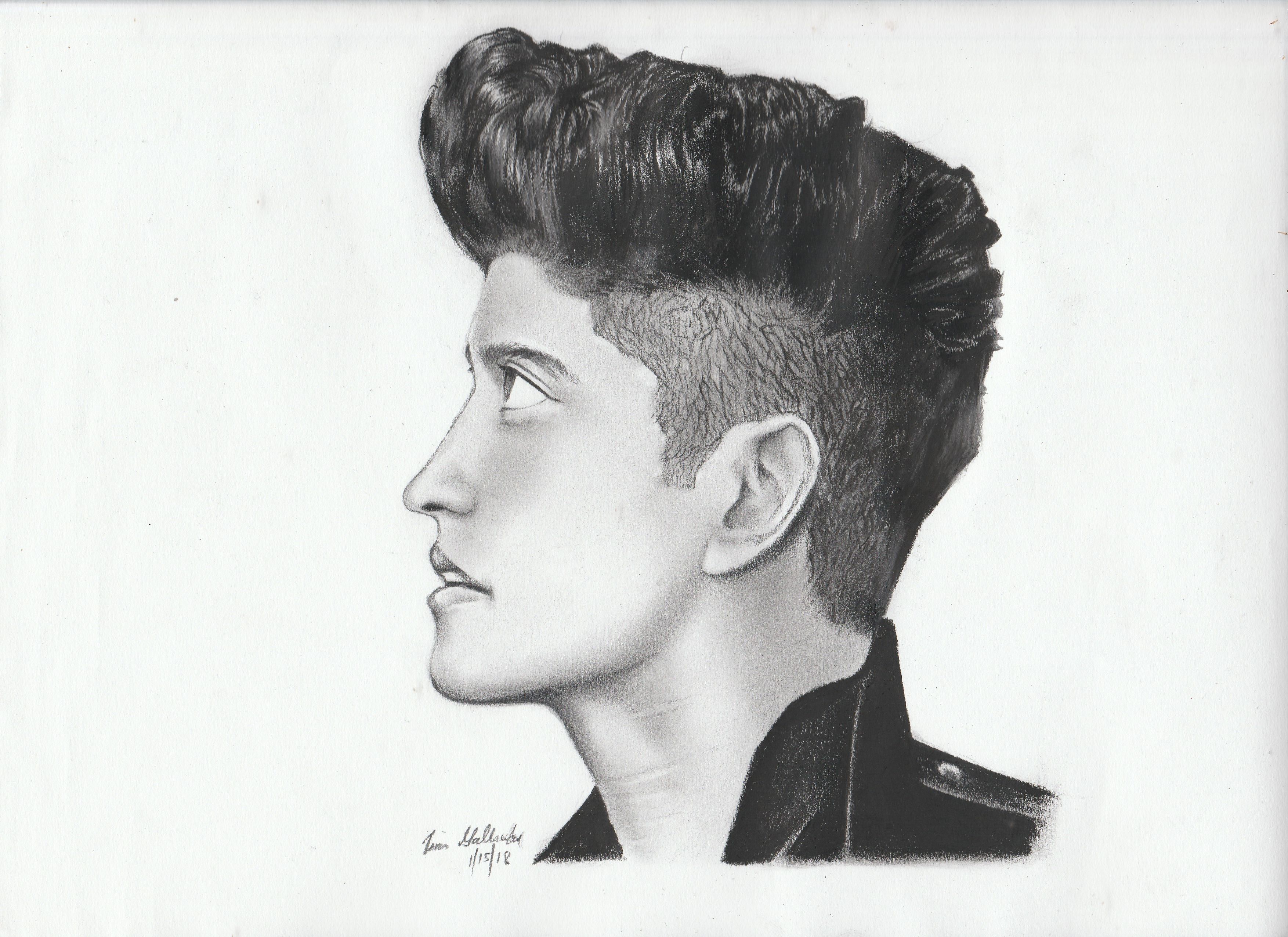 Portrait of Bruno Mars Step By Step Free Hand Drawing — Steemit